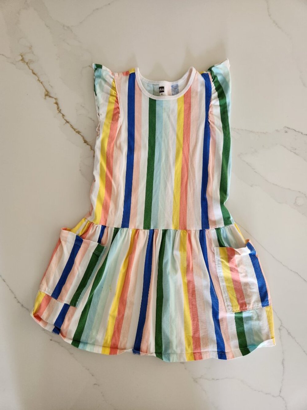 Tea Collection striped ruffle sleeve dress